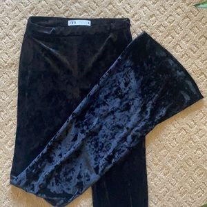 ZARA Flared Velvet Pants Black